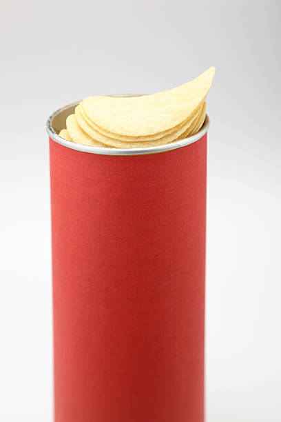 Round Tube  of crisps pringles on plain background - not isolated