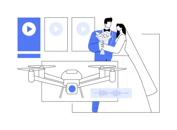 Vector illustration of Drone filming isolated cartoon vector illustrations.