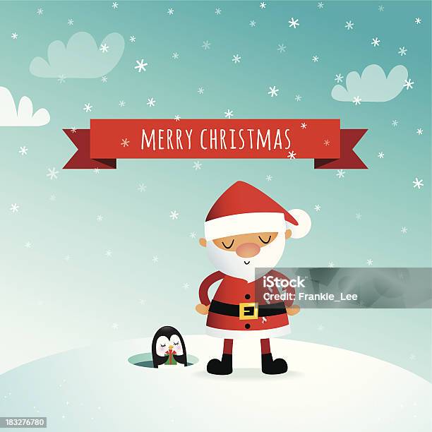 Santa And Penguin Stock Illustration - Download Image Now - Christmas, Cute, Gift