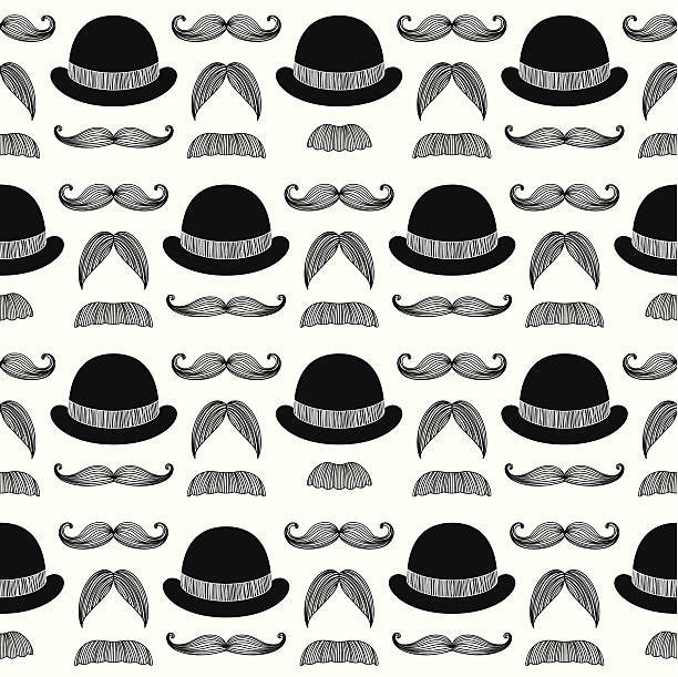 Sketchy Moustache Hipster Pattern vector art illustration