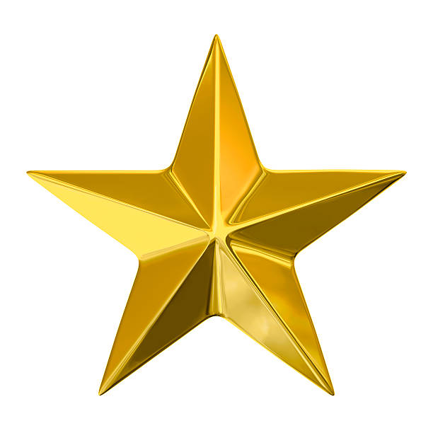 Golden Star on White Background, with Clipping Path (XXXL-49MPx) stock photo