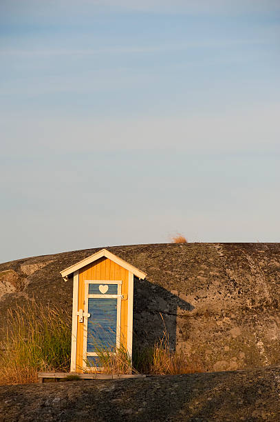 A little outhouse on a small island in the outer archipelago of Stockholm, Sweden.