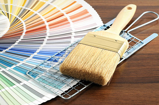 istock Color Swatch for home improvement with paintbrush and colander 183278729