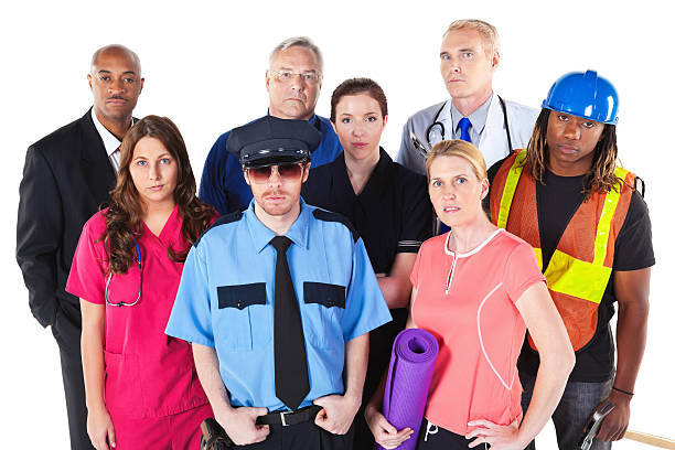 istock A serious group of eight people of different professions 183278731