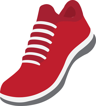 Vector illustration of red sneakers. Sport shoe icon isolated in white background