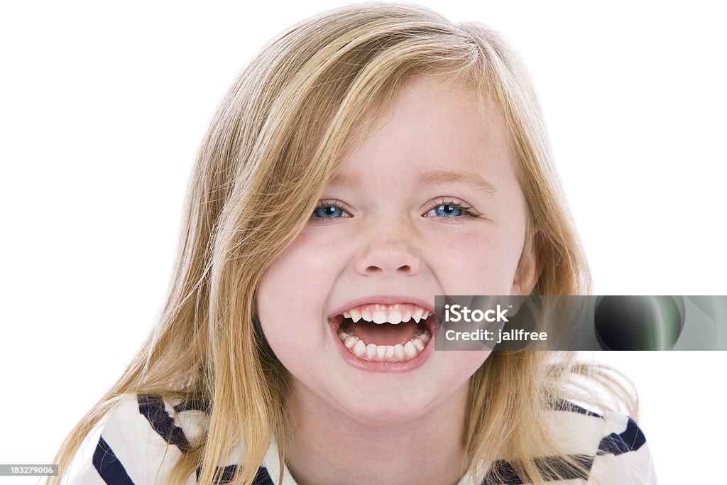 金髪少女のポートレート、白で笑う haired - 2歳から3歳のロイヤリティフリーストックフォト