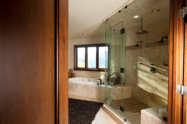 istock Large shower and bath tub in modern bathroom 183279249