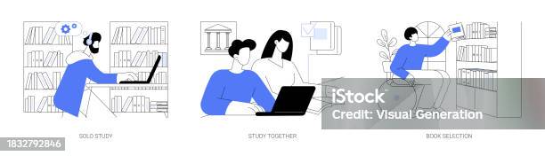 Processes Library Cartoon Library Isolated Cartoon Vector Illustrations Se Stock Illustration ...