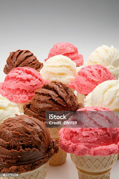Ice Cream Cones 5 Stock Photo - Download Image Now - Ice Cream, Chocolate, Neapolitan - Ice Cream