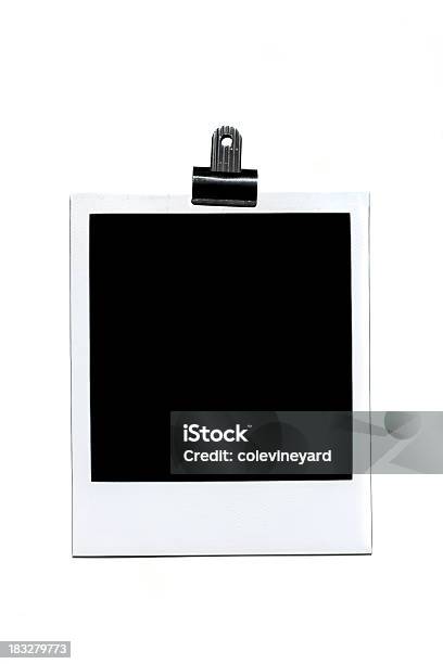 A Blank Polaroid Photo On A White Background Stock Photo - Download Image Now - Black Color, Blank, Border - Frame