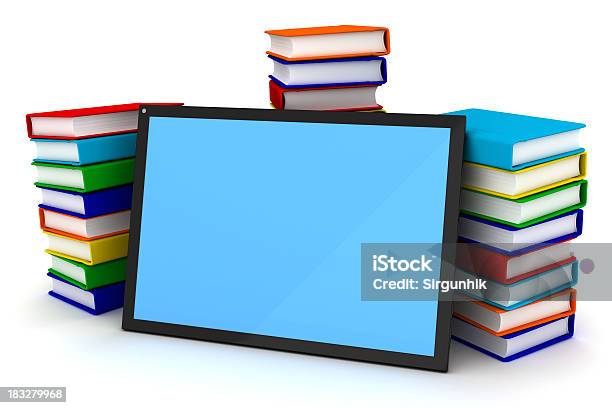 Tablet Pc Und Buch Stockfoto und mehr Bilder von Ausrüstung und Geräte - Ausrüstung und Geräte, Bibliothek, Bildung