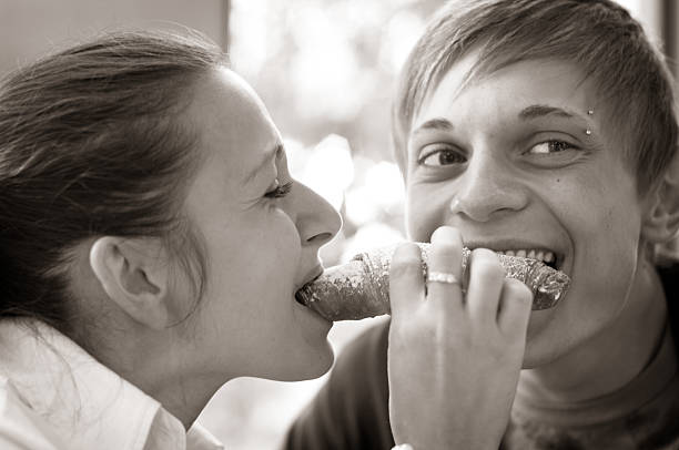 istock Couple and fresh croissant 183280175