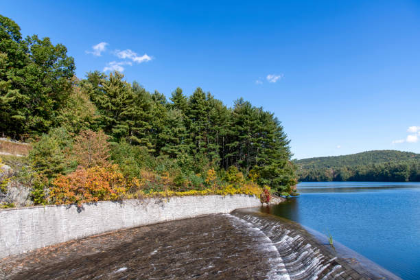 Saville Dam in Barkhamsted Reservoir in Barkhamsted, Connecticut, USA