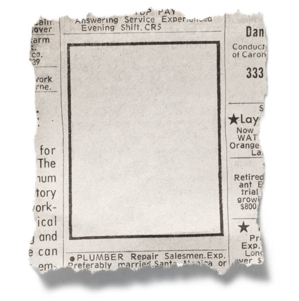 istock Blank classified ad torn from newspaper on white background 183280885