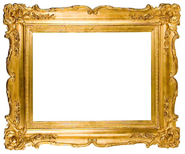 vazia moldura dourada - picture frame frame gold gilded - fotografias e filmes do acervo