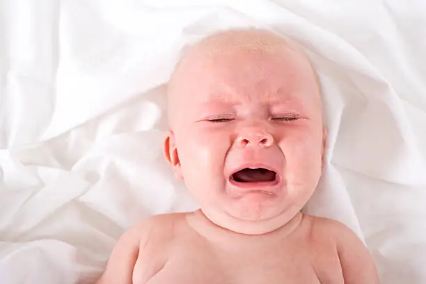 Cranky baby crying and screaming, 4 months old