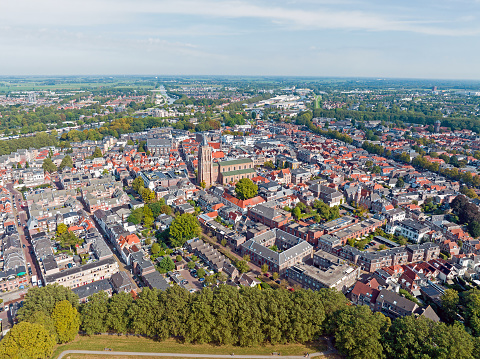 Aerial from the historical city Gorinchem in the Netherlands