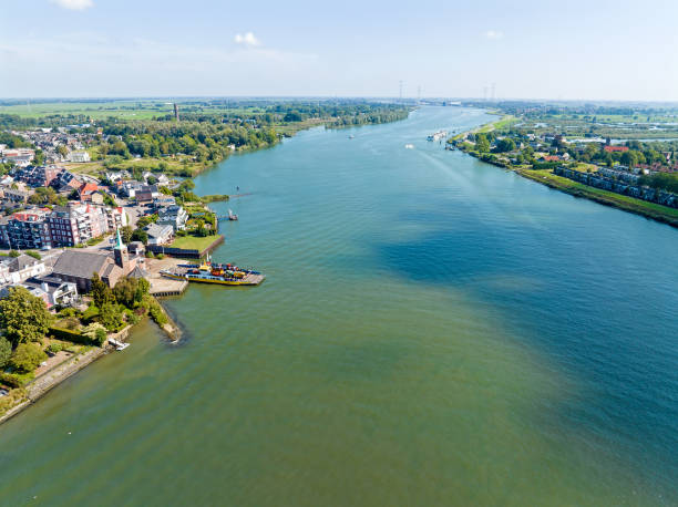 Aerial from the town Krimpen aan de Lek at the river Lek in the Netherlands Aerial from the town Krimpen aan de Lek at the river Lek in the Netherlands lek river in the netherlands stock pictures, royalty-free photos & images