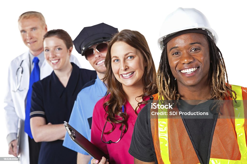 Professional Workers подкладкой в ряд - Стоковые фото Активный пенсионер роялти-фри