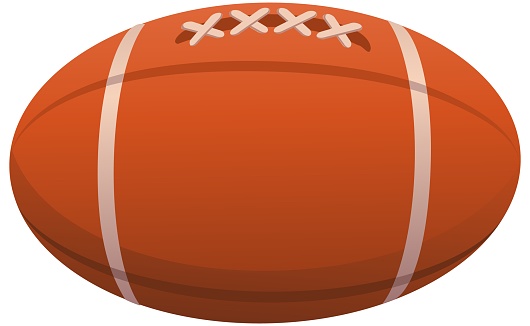 Old leather rugby or American football ball (cut out)