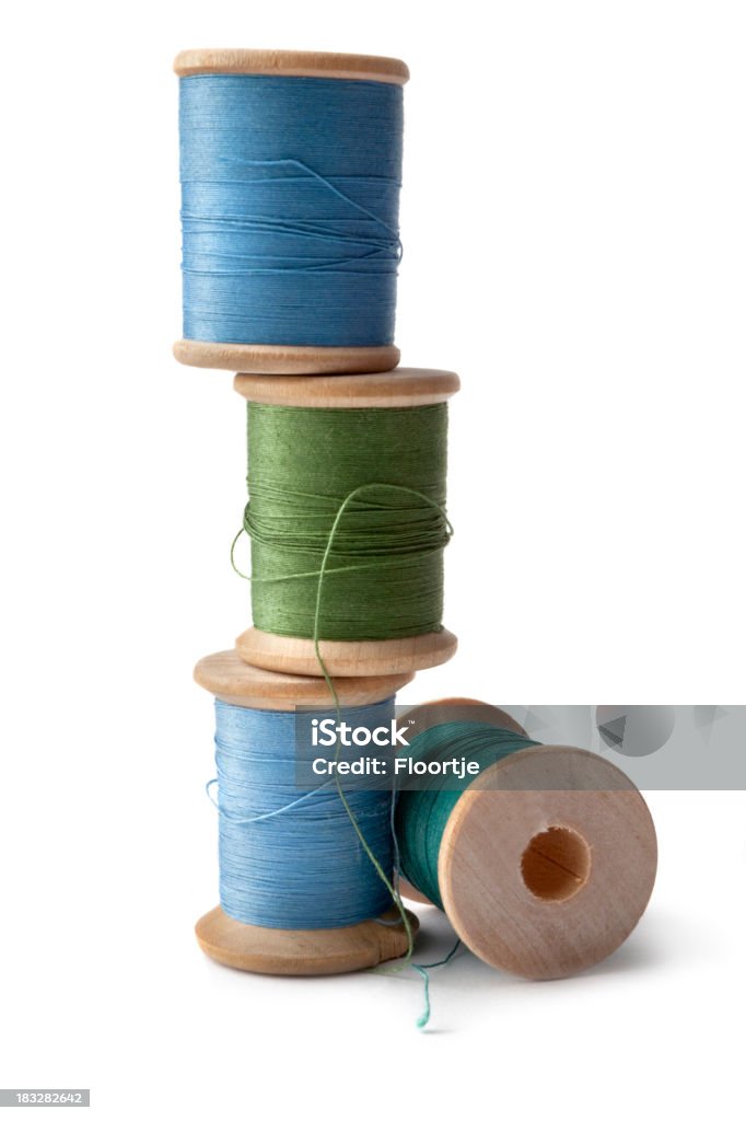 Textile: Spools et fils à coudre - Photo de Bleu libre de droits