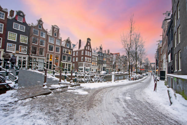 istock Snowy Amsterdam in the Netherlands in winter 1832829429
