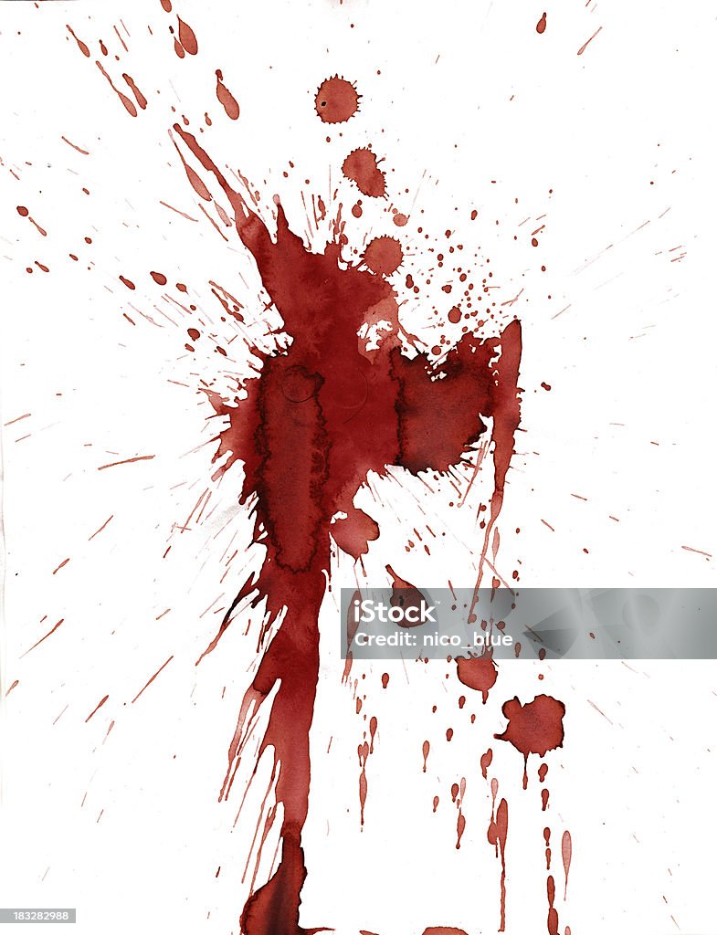 Macchie di sangue rosso splatter su sfondo bianco - Foto stock royalty-free di Sangue