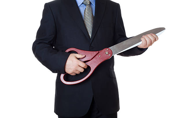Man With Extra Large Scissors Stock Photo - Download Image Now - Scissors,  Businessman, Opening Ceremony - iStock
