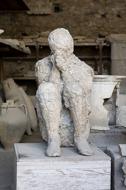 Victim of Pompeii "Mummified victim of the eruption of Mt.Vesuvius that buried Pompeii, Italy." victims the ruins of pompeii stock pictures, royalty-free photos & images