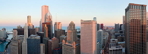 Aerial Panoramic View of Chicago at Sunset (XXXL)