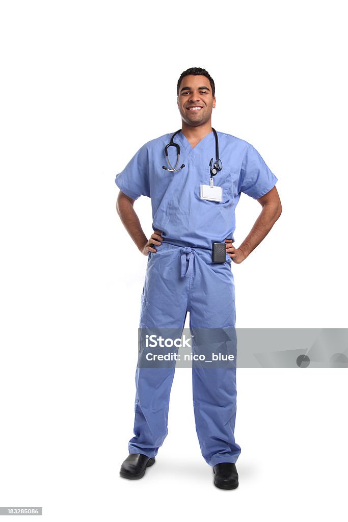 Счастливый Медицинский работник в Медицинская одежда - Стоковые фото В полный рост роялти-фри