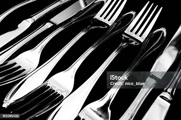 Silverware Stock Photo - Download Image Now - Abstract, Black Background, Black Color