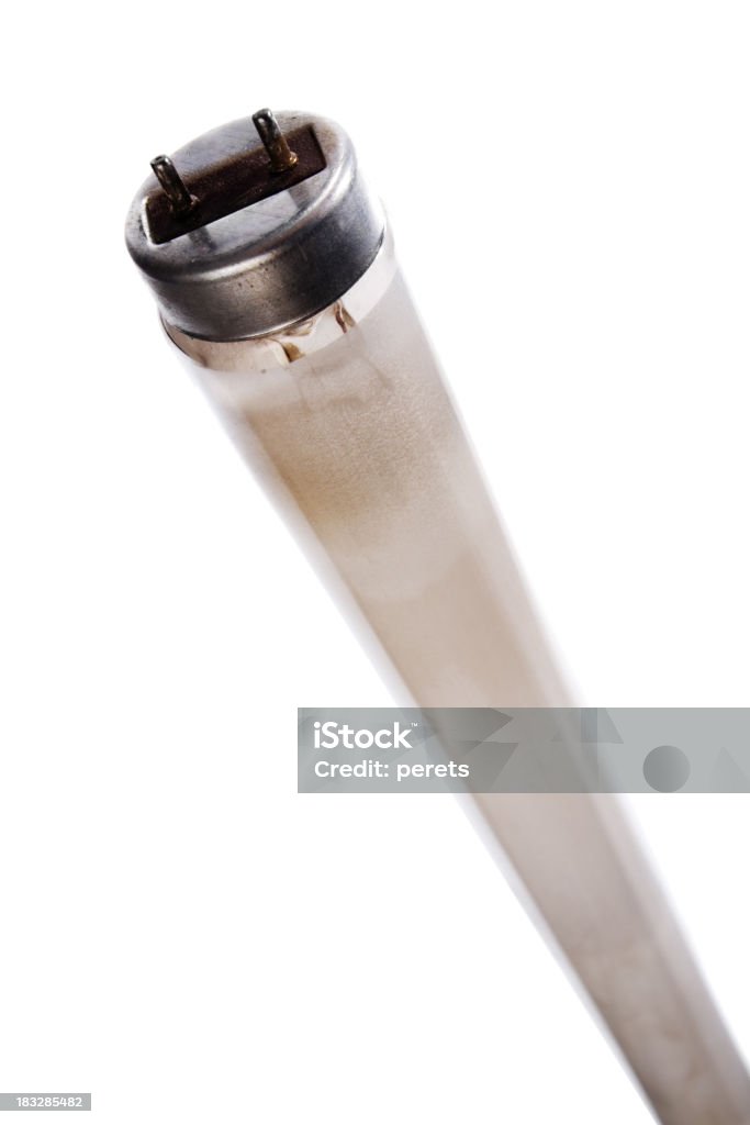 used fluorescent tube lamp used fluorescent tube lamp isolated over white Fluorescent Light Stock Photo