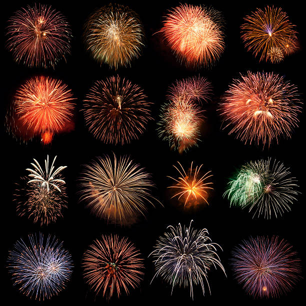 istock Rows of firework images on a black background 183286038