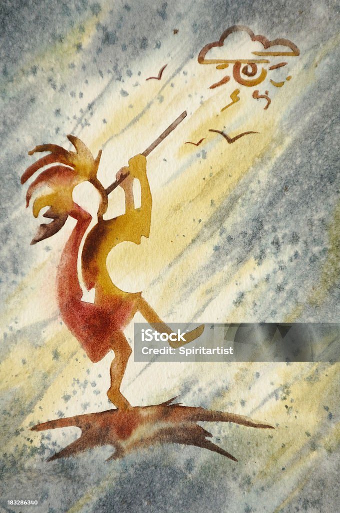 Kokopelli, antiga jogadora espírito Flauta - Royalty-free Povos ameríndios Ilustração de stock