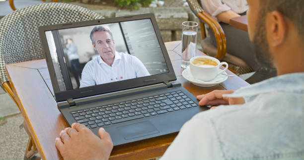 istock Businessman during video conference call 1832875704