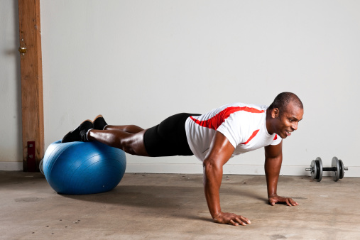 A man training with a training ball.