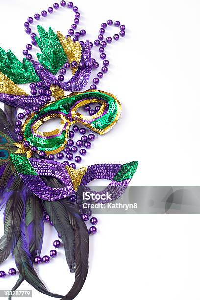Feathers And Sequins Stock Photo - Download Image Now - Mardi Gras, Backgrounds, Bead