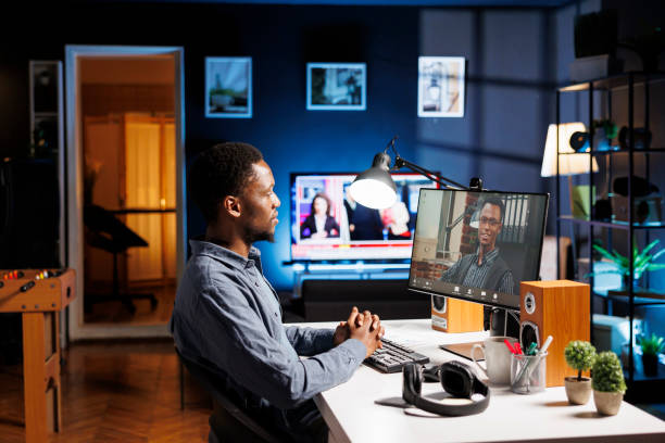 istock Pupil meeting with mentor on online videocall training program 1832877959