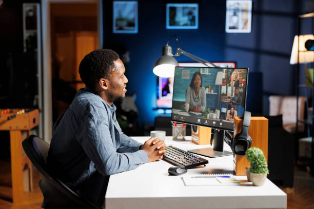 istock Resources manager attends videocall meeting with employees 1832881370