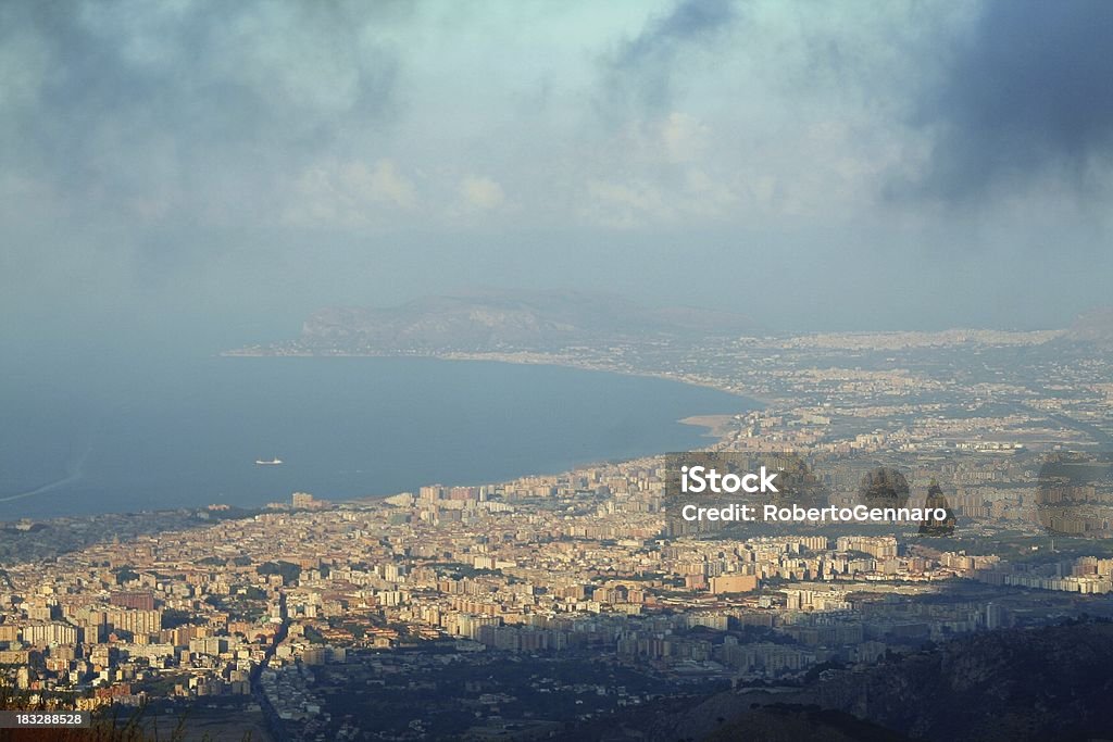 Palermo from above "Aerial view of the eastern surburbs of Palermo; Sicily, Italy." Aerial View Stock Photo