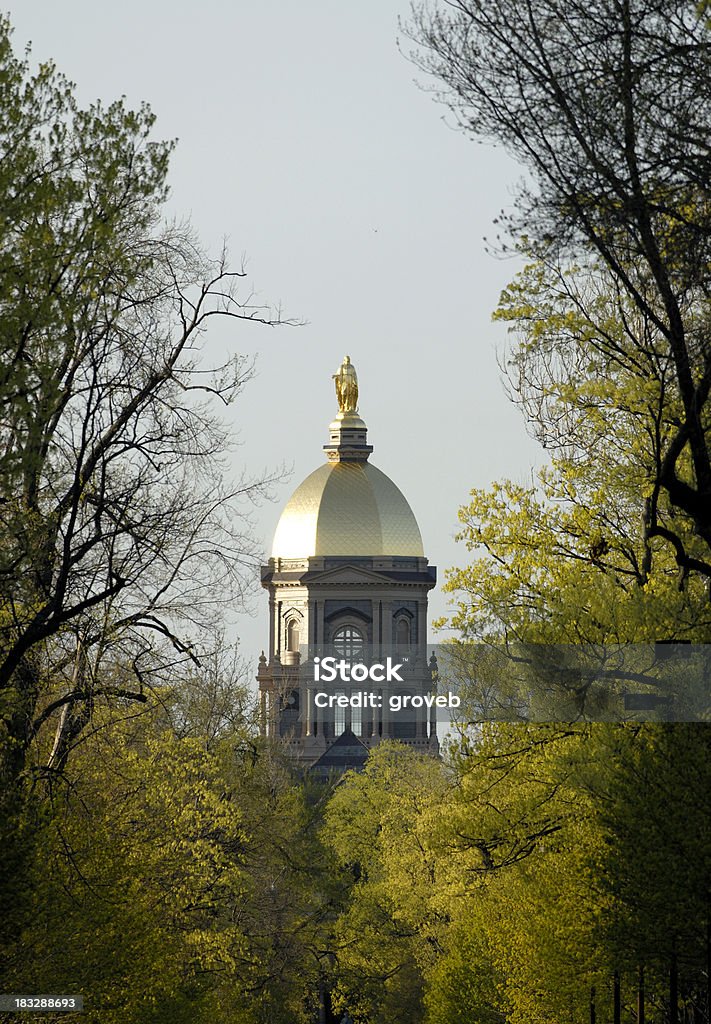 Golden Dome in spring The Golden Dome on the campus of The University of Notre Dame with early spring trees. University of Notre Dame Stock Photo