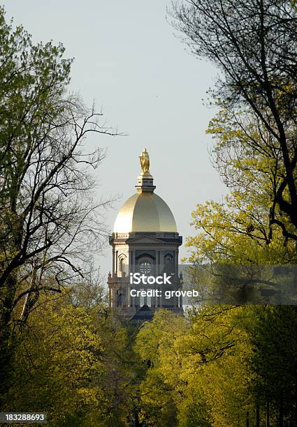 Golden Dome In Spring Stock Photo - Download Image Now - University of Notre Dame, South Bend - Indiana, Architectural Dome