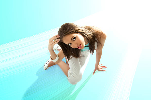 istock Beautiful girl illuminate light 183288947