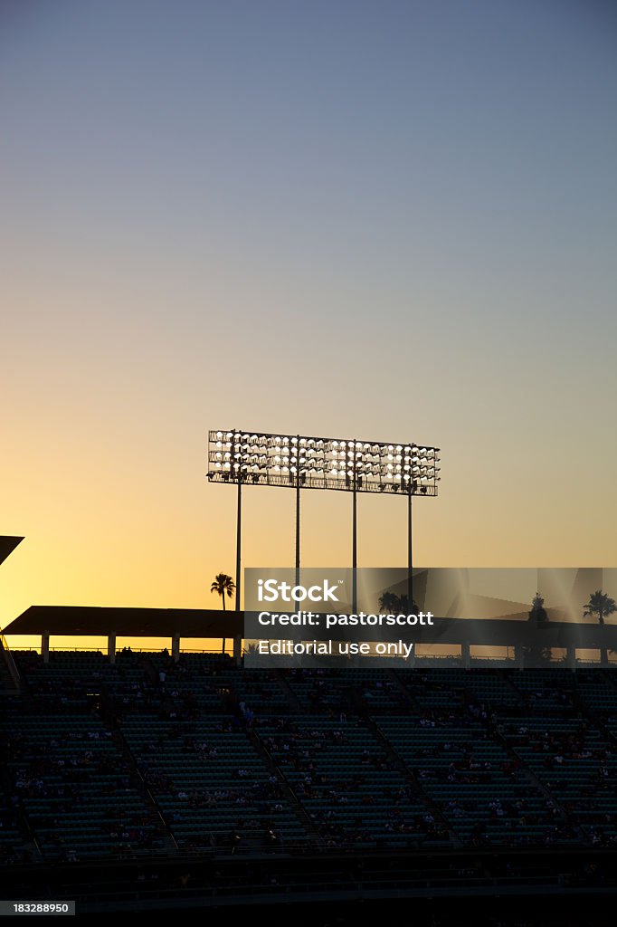 Baseball-Lampen bei Sonnenuntergang - Lizenzfrei Dodger-Stadion Stock-Foto