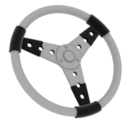 Steering wheel in isolated background and high resolution.