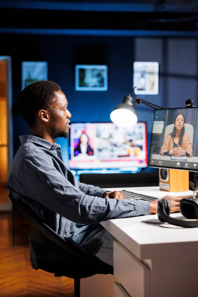 istock Trainee meeting with tutor on online class videocall 1832892303