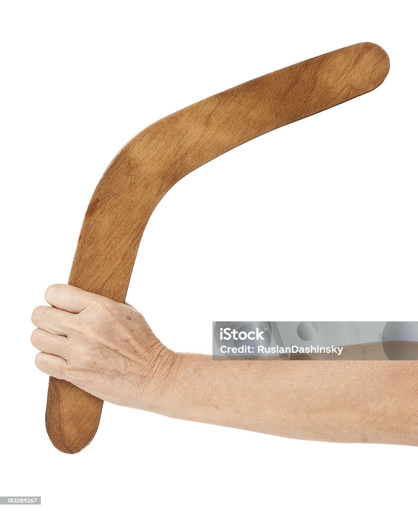 Australian boomerang tirando. - Foto de stock de Bumerán libre de derechos