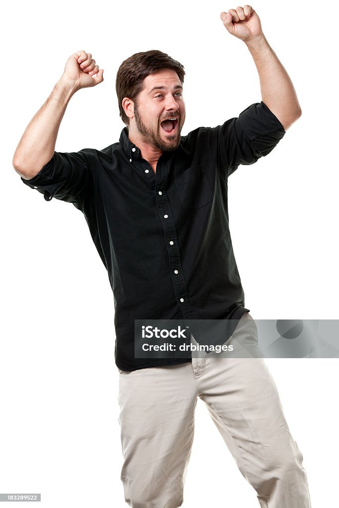 Entusiasmado homem Balançando Fists - Royalty-free Adulto Foto de stock