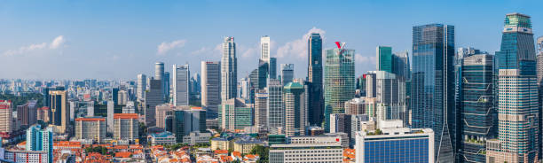istock Skyscraper crowded cityscape aerial panorama overlooking rooftops SIngapore 1832897303